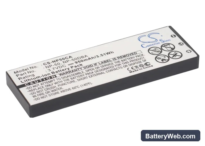 Casio Exilim EX-V8SR Replacement Battery, 3.7V, 950mAh, Li-ion 1