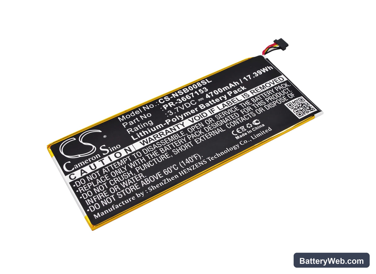 Nabi Dreamtab 8" Replacement Battery, 3.7V, 4700mAh, Li-Polymer 1