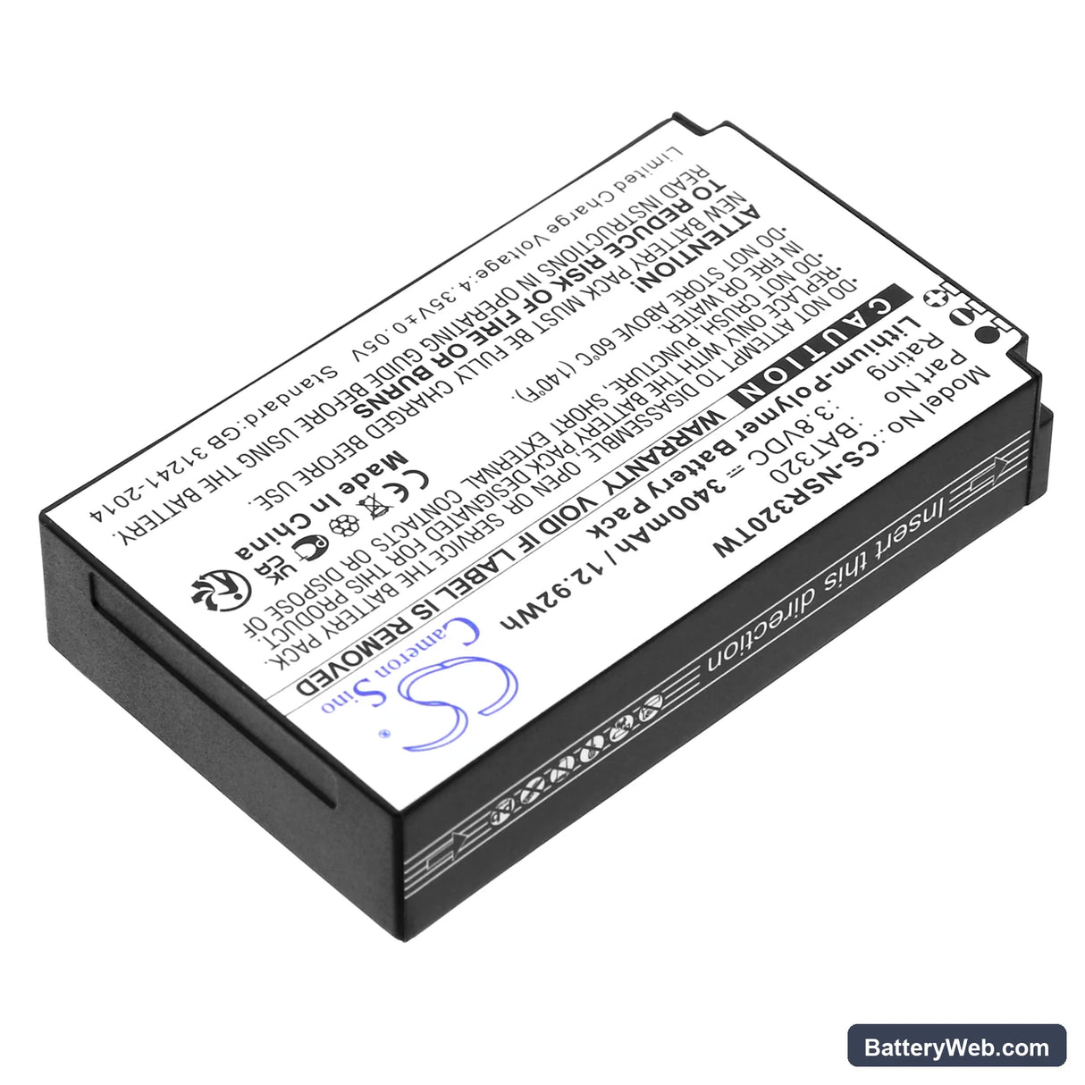 Inrico T-298S Replacement Battery, 3.8V, 3400mAh, Li-Polymer 2