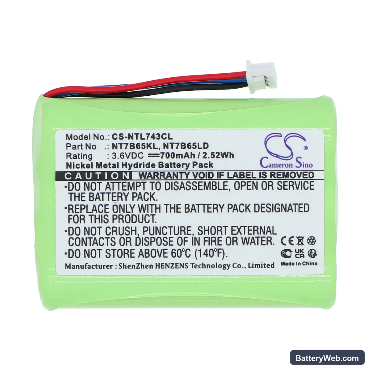 KIR 4040 Replacement Battery, 3.6V, 700mAh, Ni-MH 3