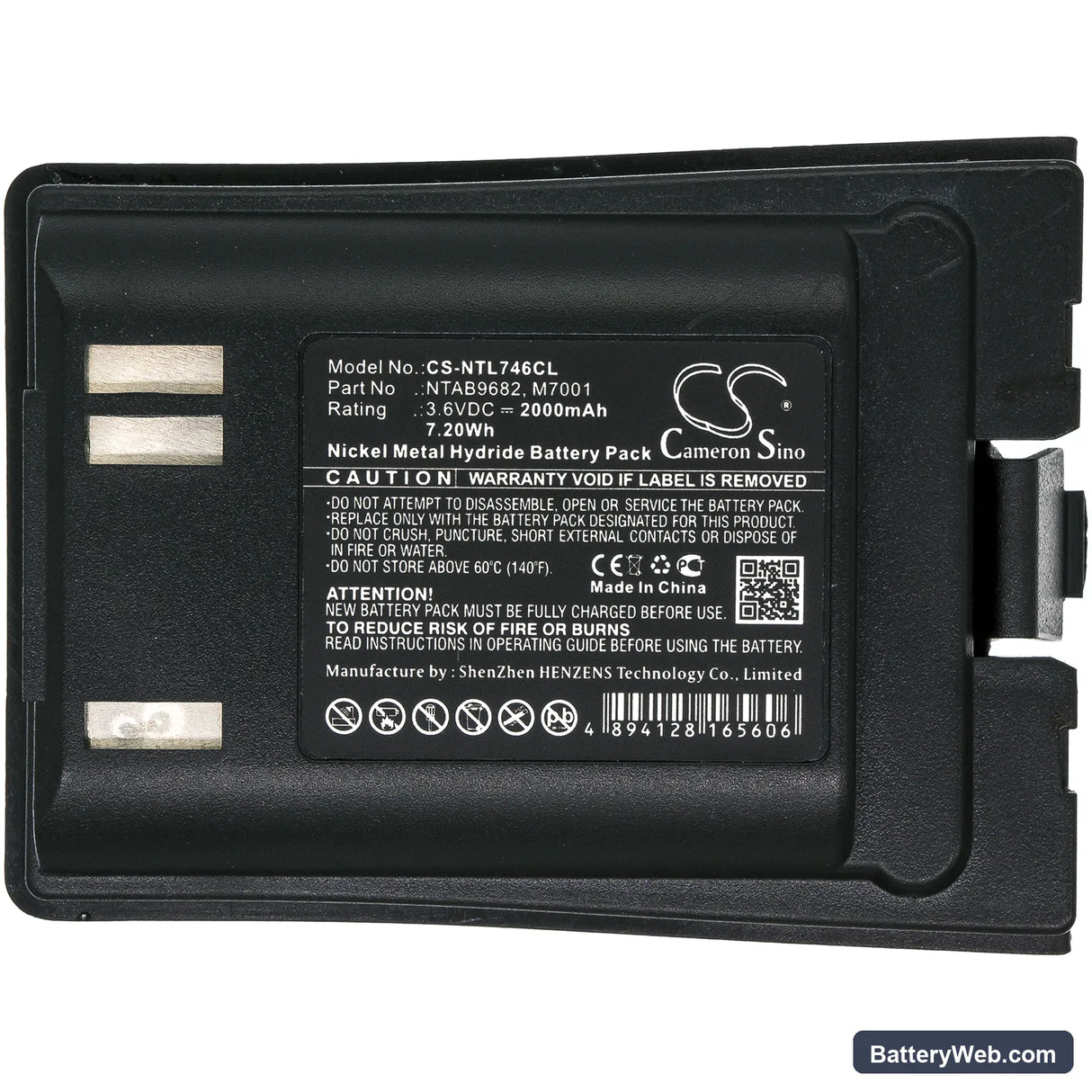 Nortel T7406 Replacement Battery, 3.6V, 2000mAh, Ni-MH 3