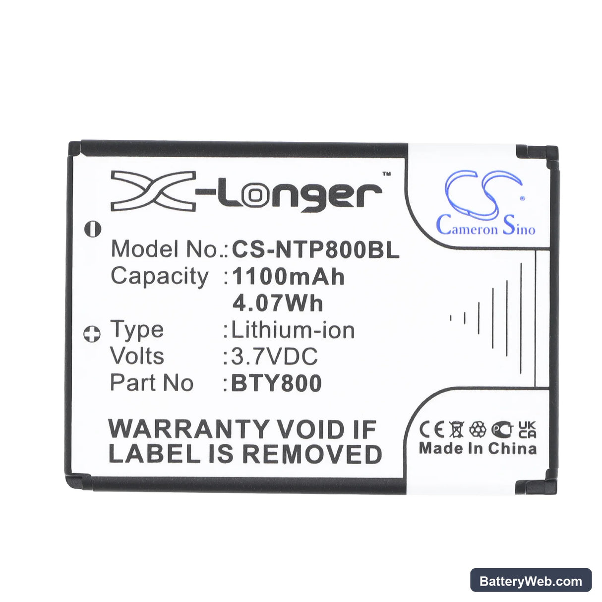 Newland NLS-PT800 Replacement Battery, 3.7V, 1100mAh, Li-ion 5