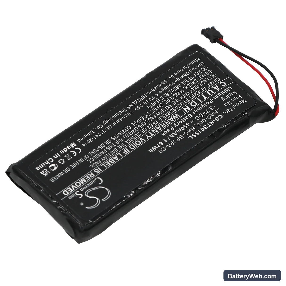 Nintendo Switch Controller Replacement Battery, 3.7V, 450mAh, Li-Polymer 2