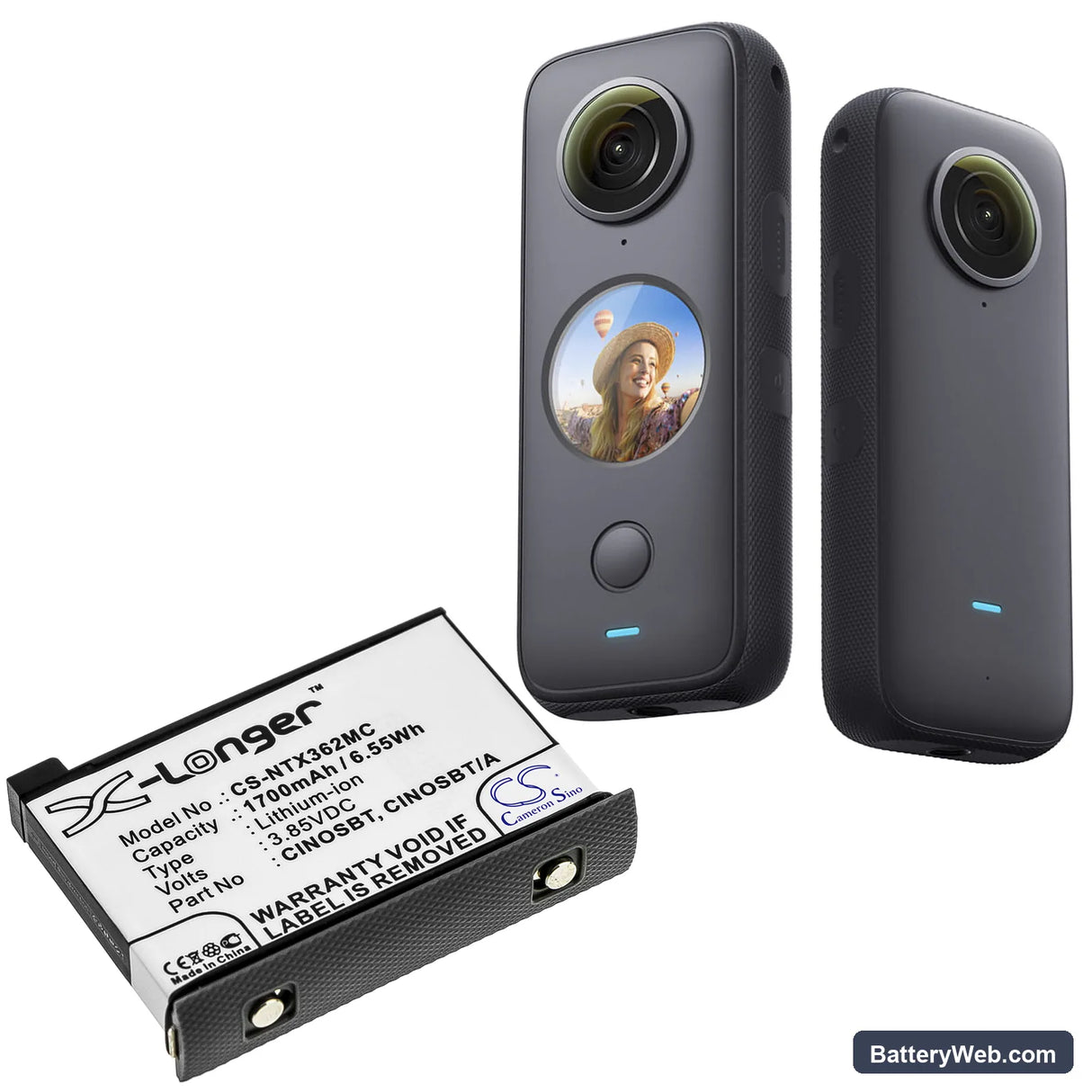 Insta360 One X2 Replacement Battery, 3.85V, 1700mAh, Li-ion 4