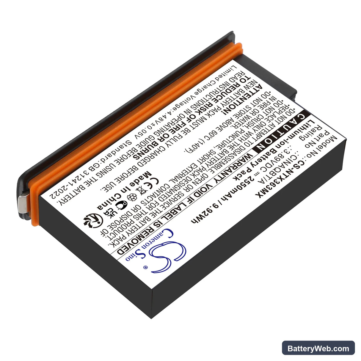 Insta360 One X3 Replacement Battery, 3.89V, 2550mAh, Li-ion 2