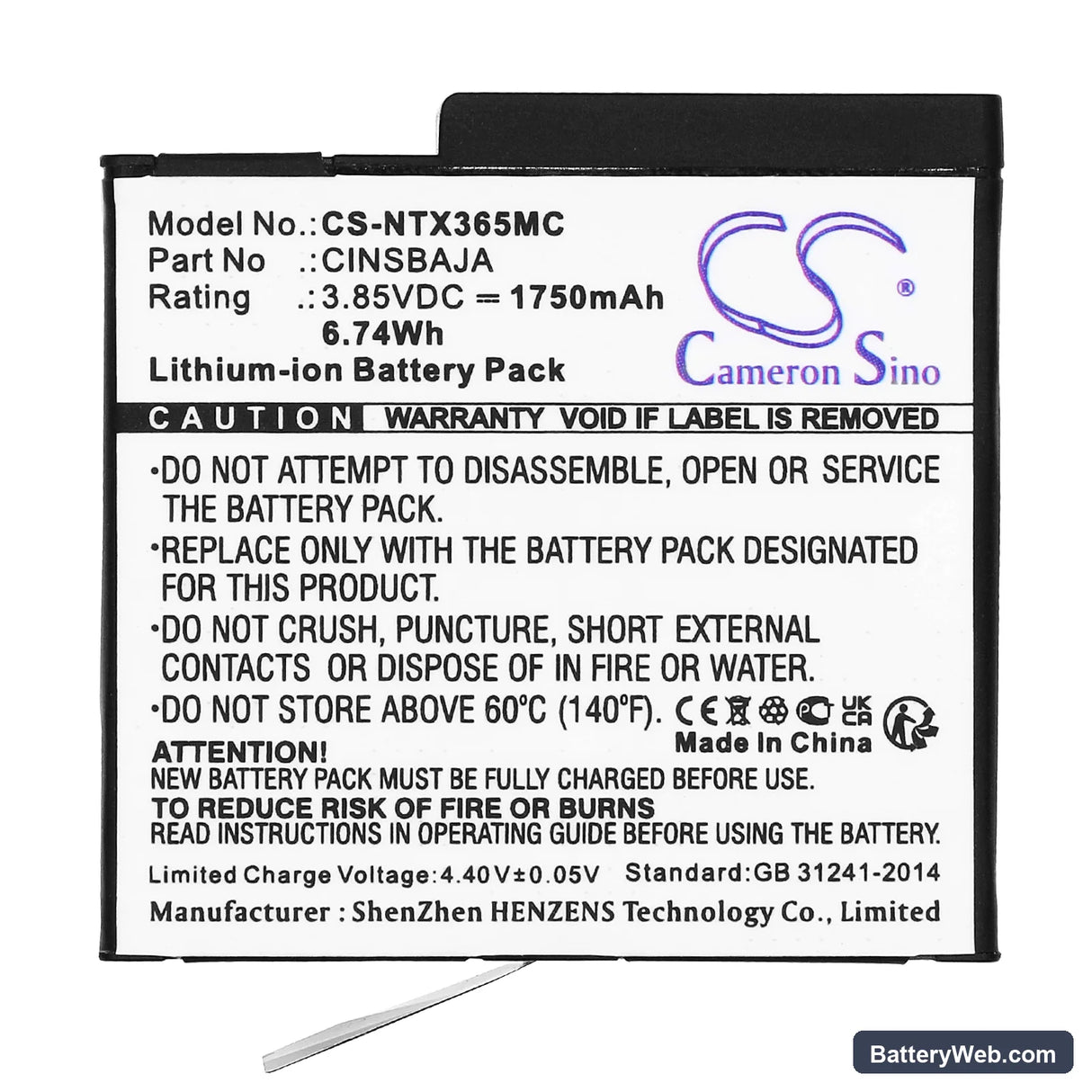 Insta360 Ace Replacement Battery, 3.85V, 1750mAh, Li-ion 5