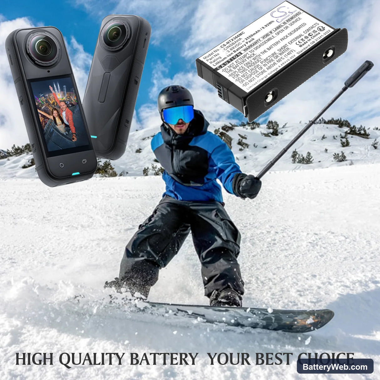 Insta360 One X5 Replacement Battery, 3.89V, 2550mAh, Li-ion 6