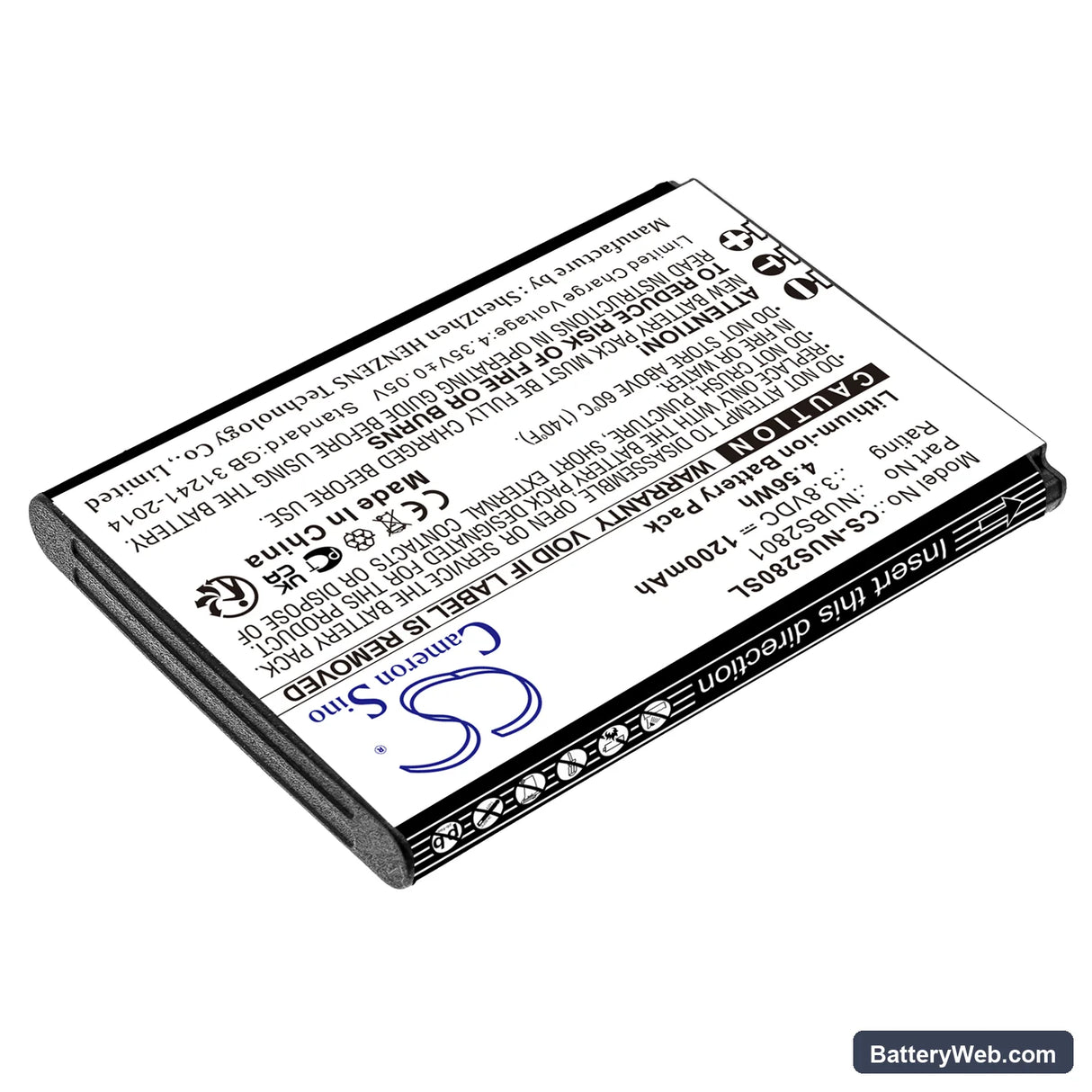 NUU Mobile F4L 4G LTE Replacement Battery, 3.8V, 1200mAh, Li-ion 2
