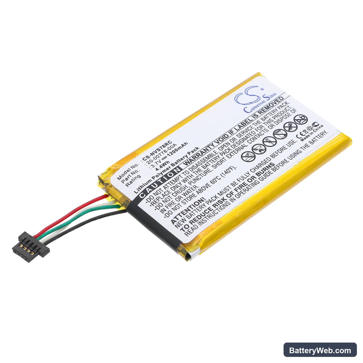 Nevo SL Replacement Battery, 3.7V, 1200mAh, Li-Polymer 1