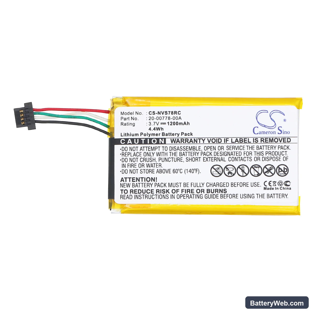Nevo SL Replacement Battery, 3.7V, 1200mAh, Li-Polymer 3