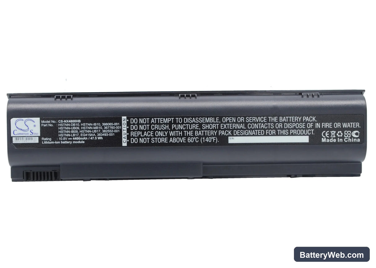 Compaq Pavilion ZE2000-PM342AV Replacement Battery, 10.8V, 4400mAh, Li-ion 1