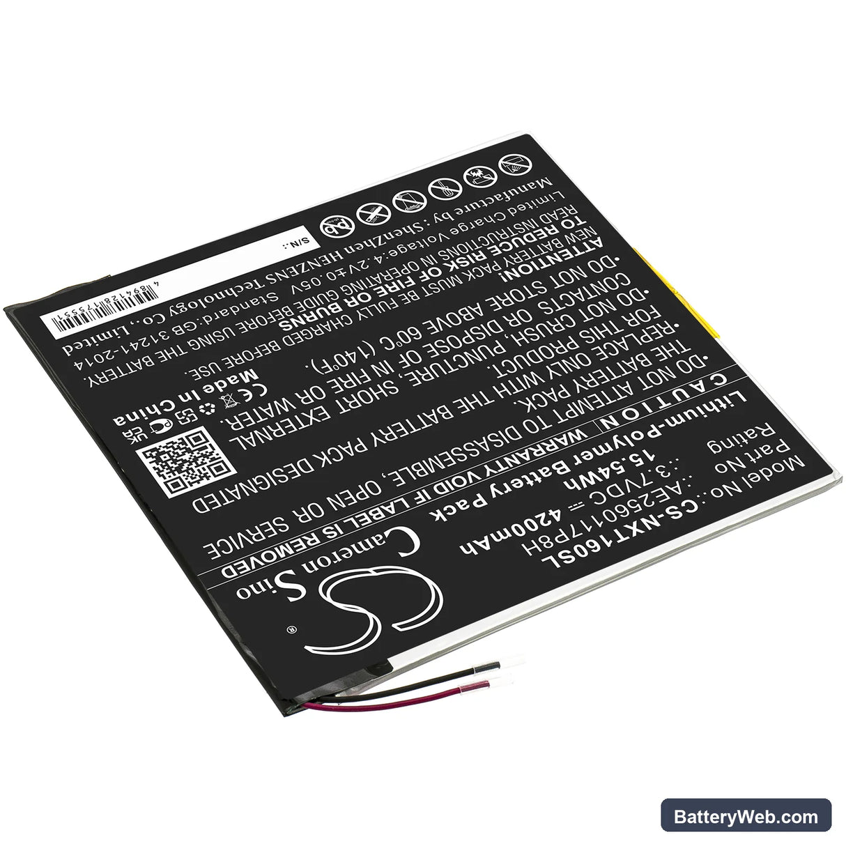 Nextbook Ares 10A Replacement Battery, 3.7V, 4200mAh, Li-Polymer 2