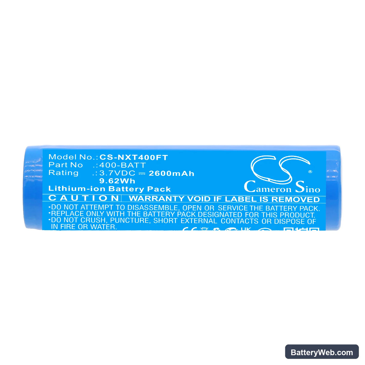 Nightstick TAC-400 Replacement Battery, 3.7V, 2600mAh, Li-ion 3