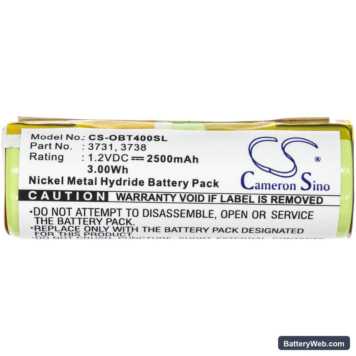 Oral-B Triumph 4000 Replacement Battery, 1.2V, 2500mAh, Ni-MH 3