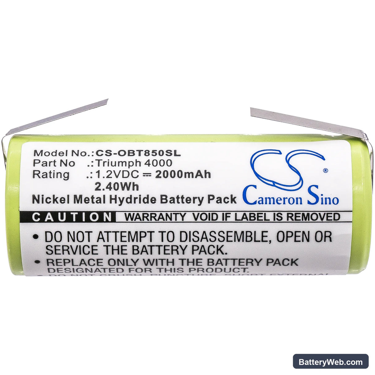 Oral-B Triumph 4000 Replacement Battery, 1.2V, 2000mAh, Ni-MH 3