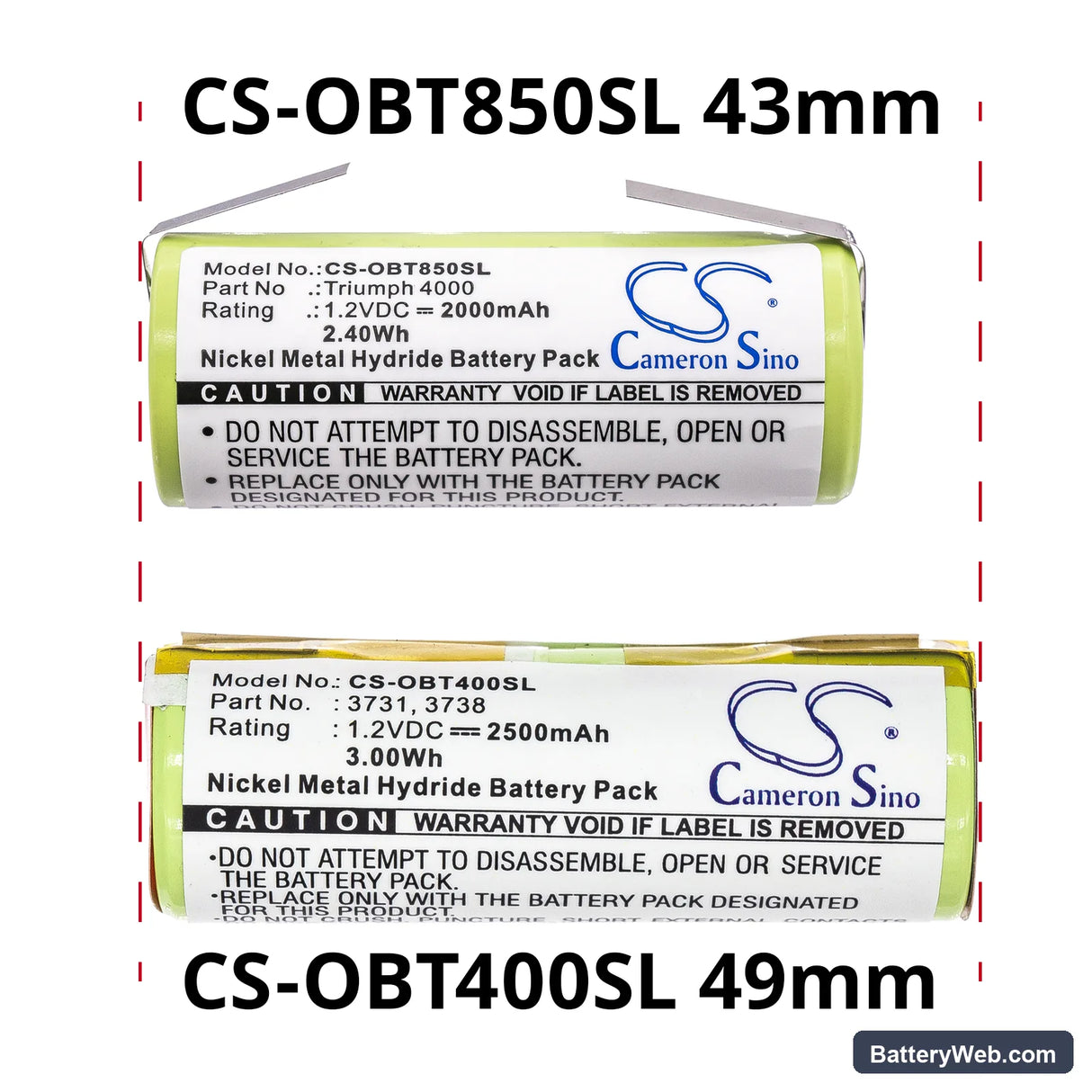 Oral-B Triumph 4000 Replacement Battery, 1.2V, 2000mAh, Ni-MH 5