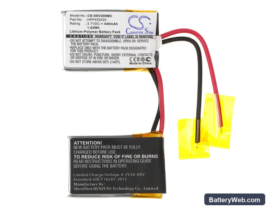 Ocean EV0200 Replacement Battery, 3.7V, 440mAh, Li-Polymer 5