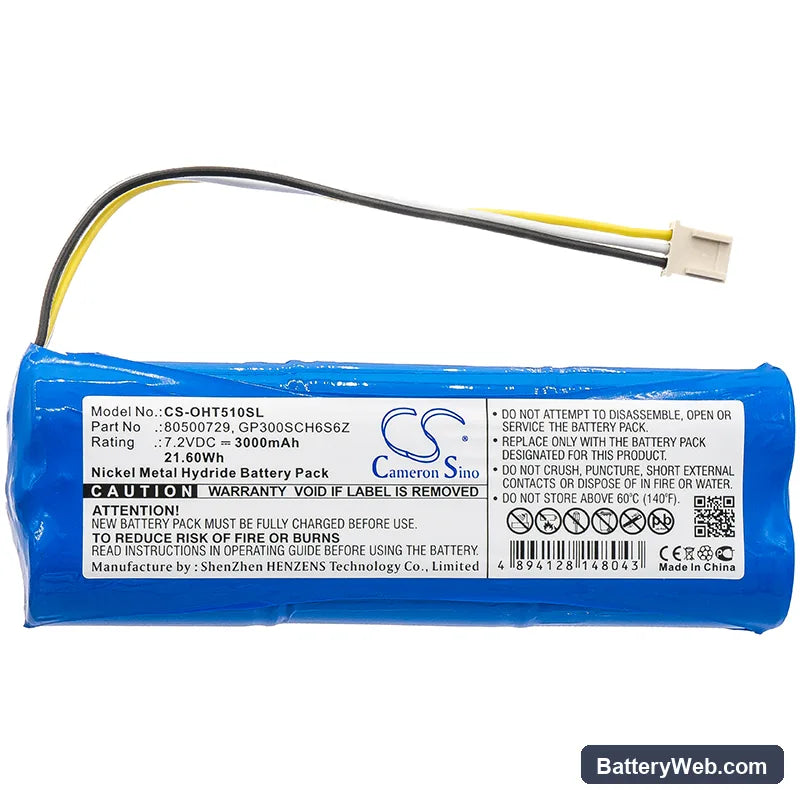 Ohaus Defender 5000 bench scale Replacement Battery, 7.2V, 3000mAh, Ni-MH 3