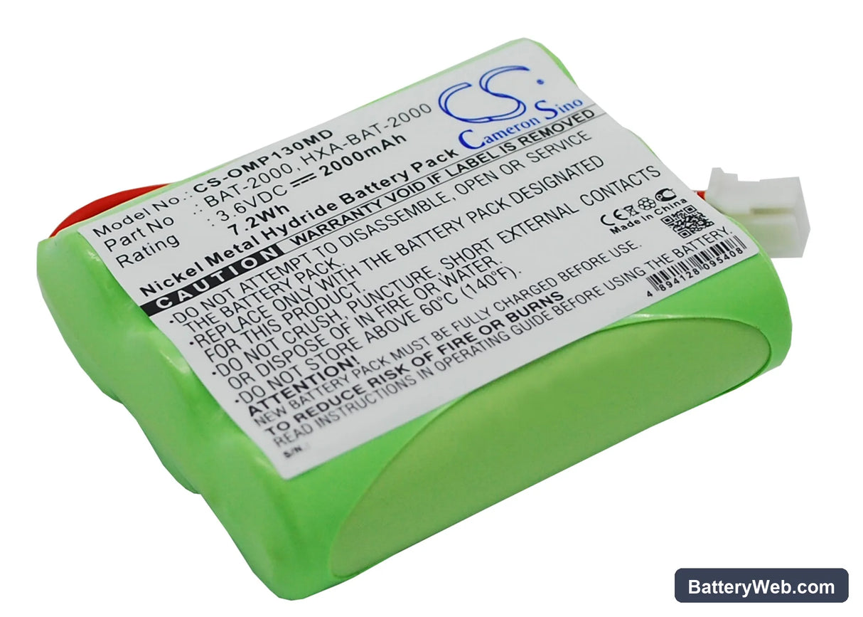 Omron HBP-1300 Replacement Battery, 3.6V, 2000mAh, Ni-MH 3