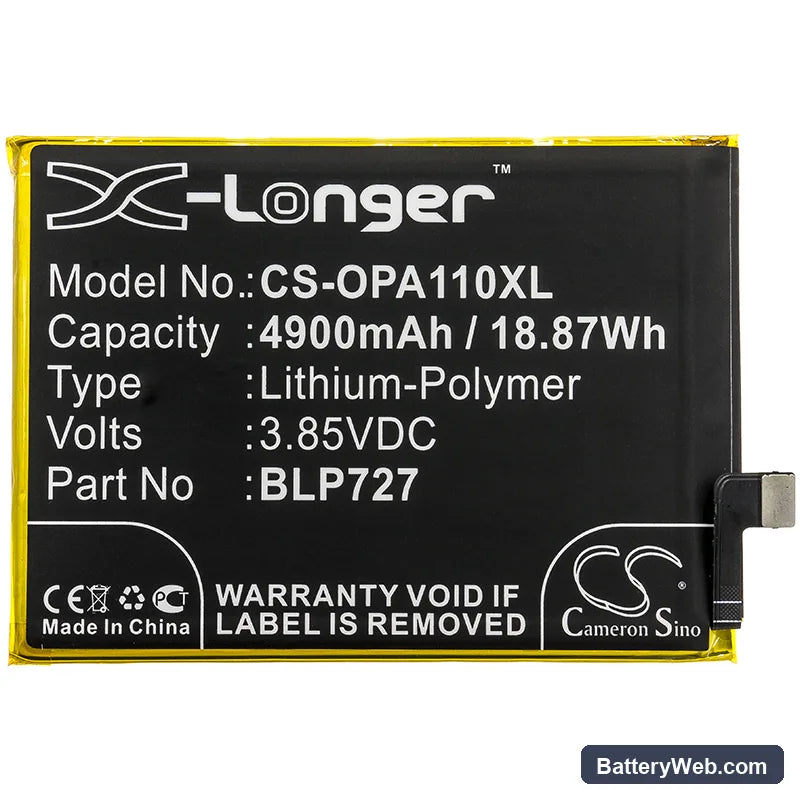 Oppo A11x Replacement Battery, 3.85V, 4900mAh, Li-Polymer 3