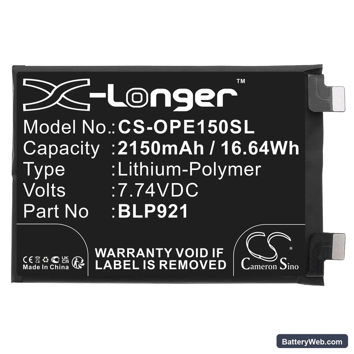 OnePlus ACE 150W Replacement Battery, 7.74V, 2150mAh, Li-Polymer 3