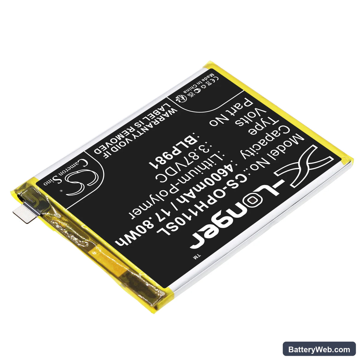 Oppo A1 Pro Replacement Battery, 3.87V, 4600mAh, Li-Polymer 2