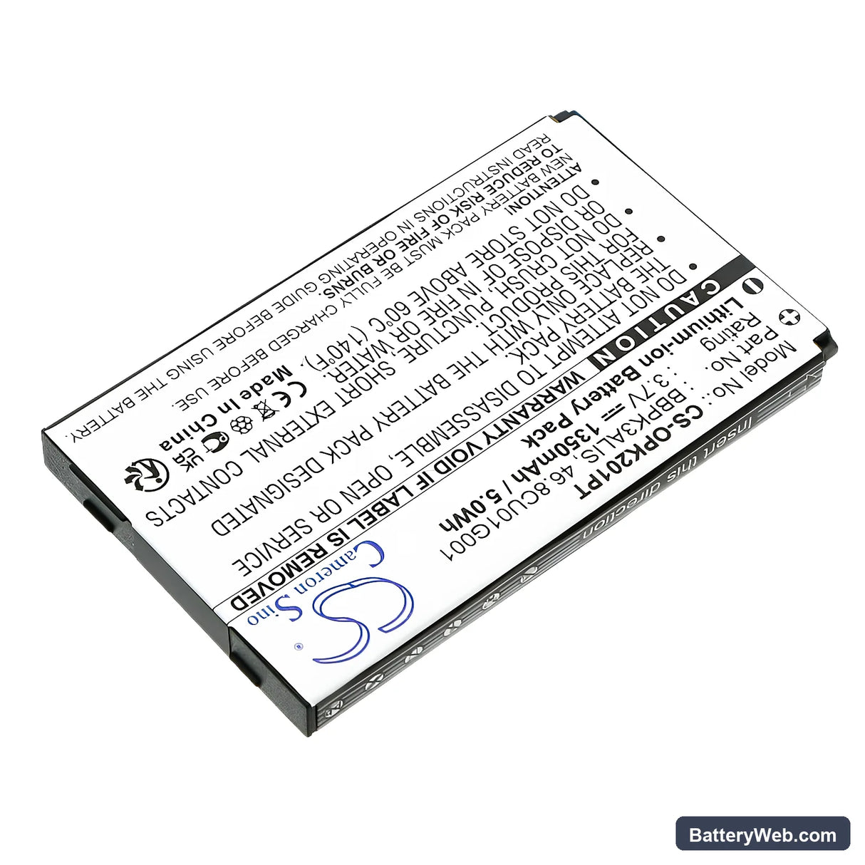 Optoma PK201 Replacement Battery, 3.7V, 1350mAh, Li-ion 2