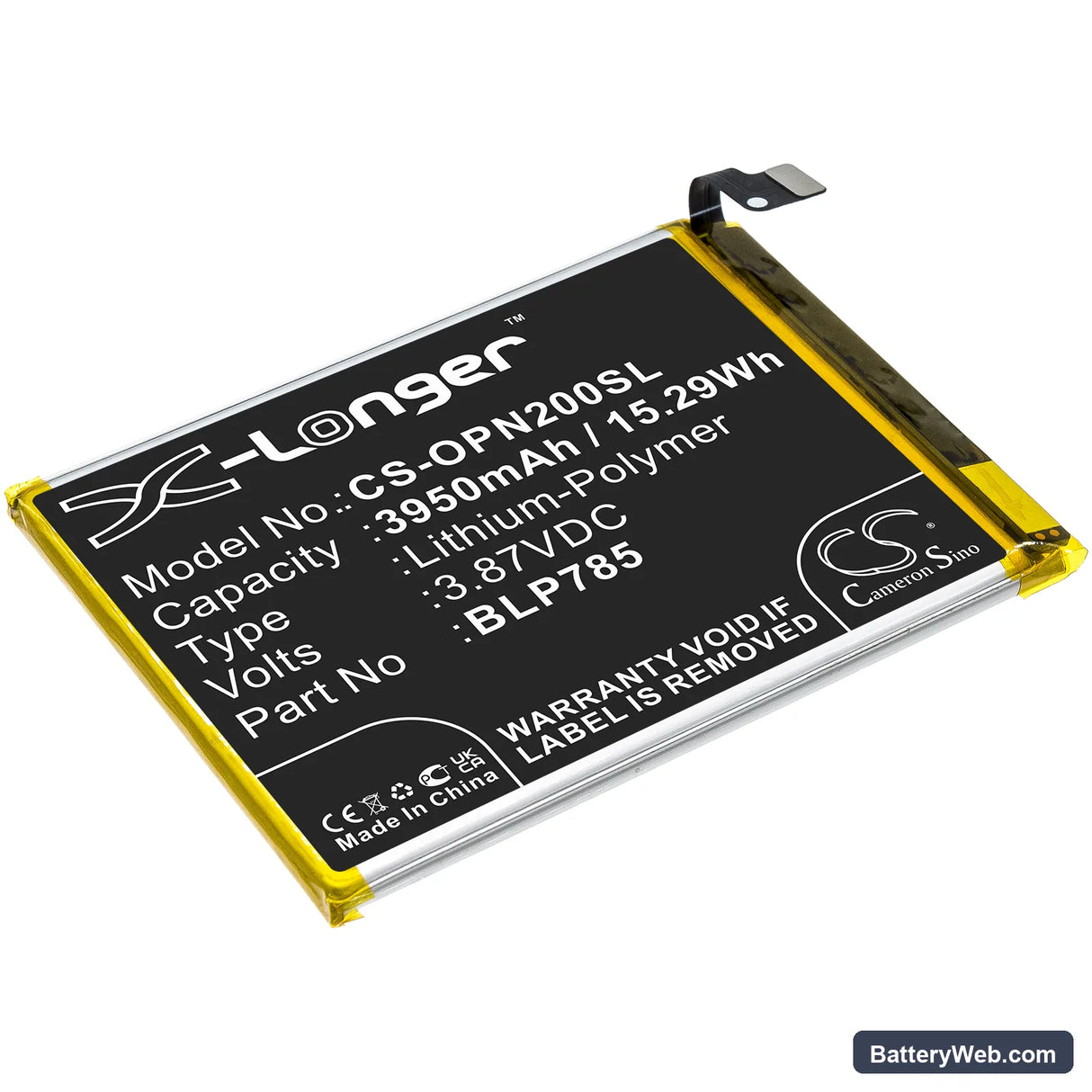 OnePlus Nord Replacement Battery, 3.87V, 3950mAh, Li-Polymer 1