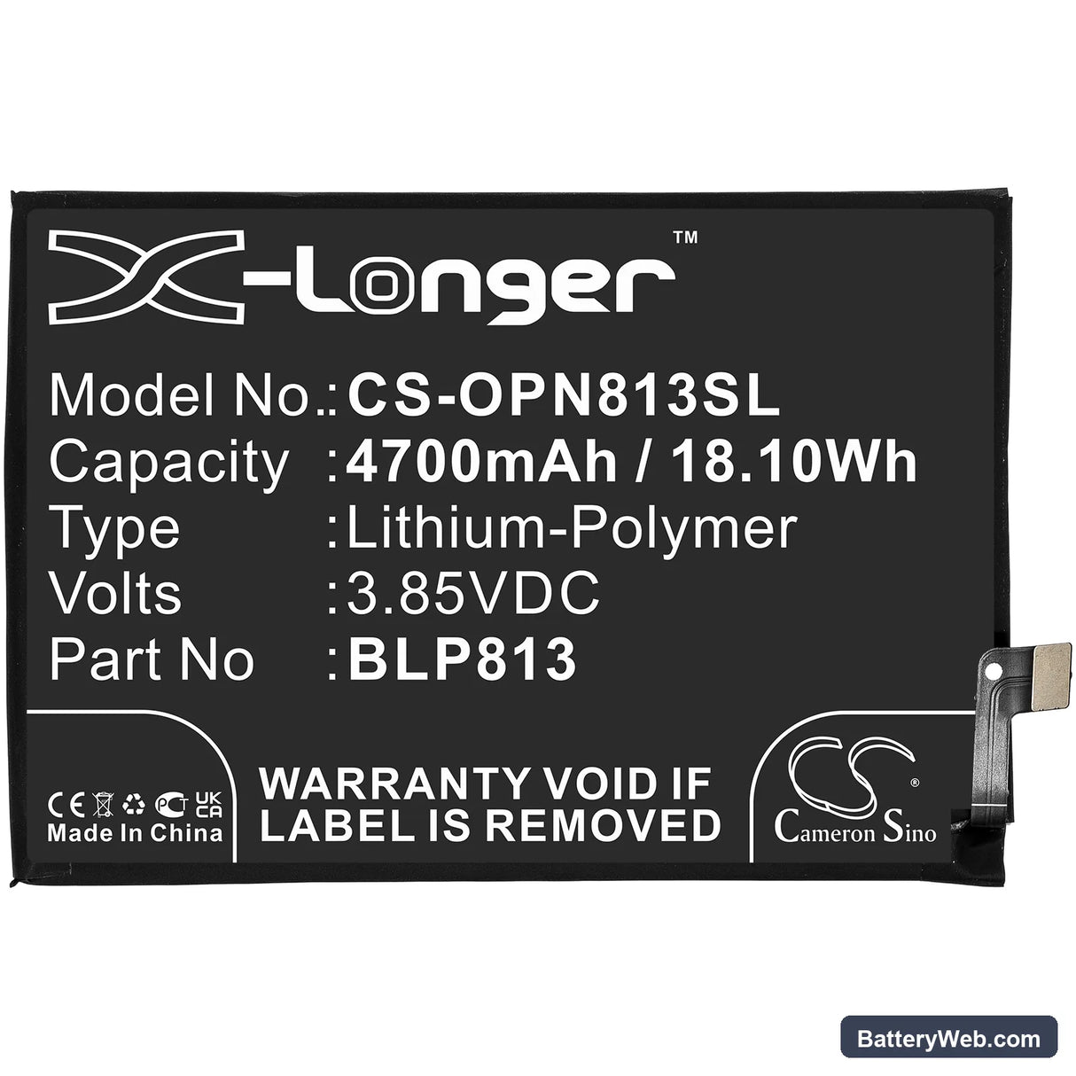 MetroPC Nord N100 Replacement Battery, 3.85V, 4700mAh, Li-Polymer 3