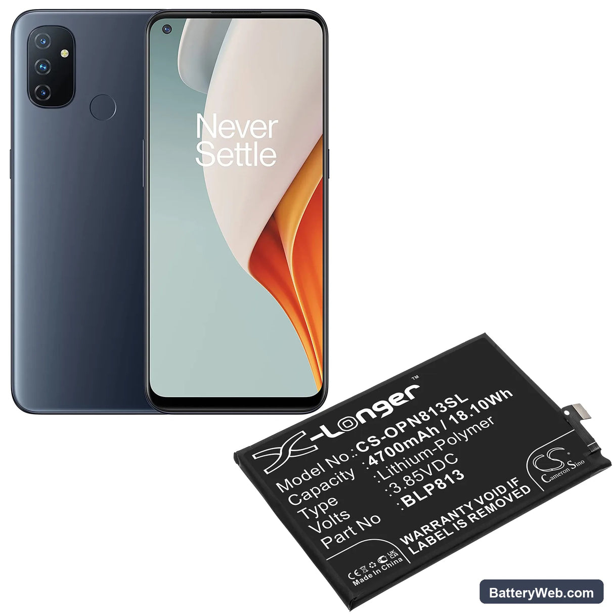 MetroPC Nord N100 Replacement Battery, 3.85V, 4700mAh, Li-Polymer 5