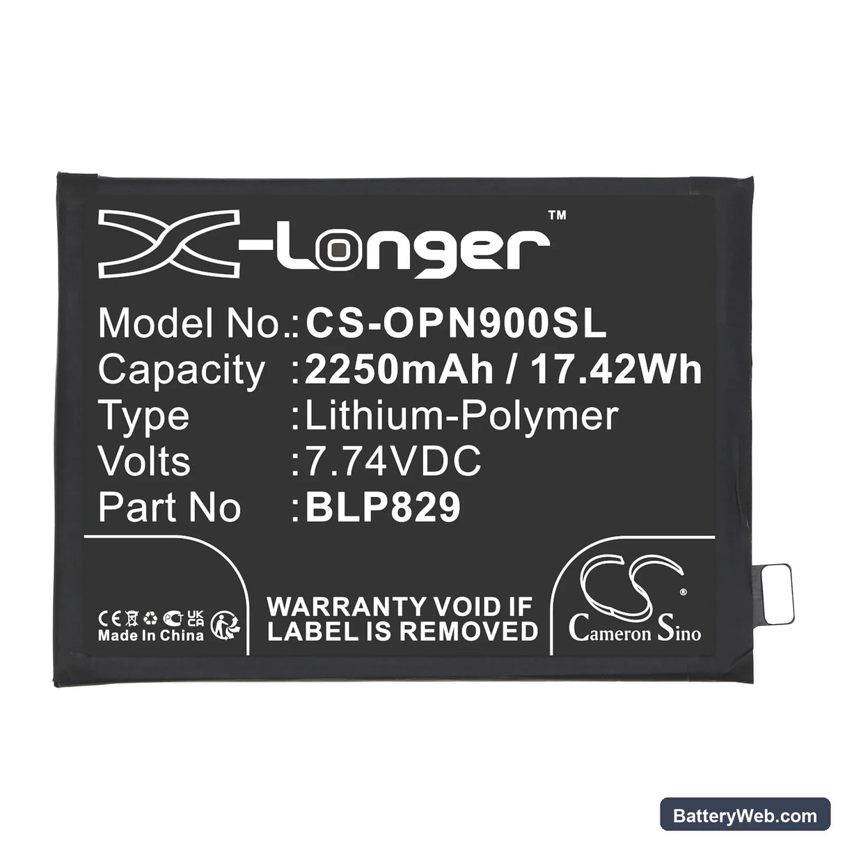 OnePlus Oneplus 9 Replacement Battery, 7.74V, 2250mAh, Li-Polymer 3