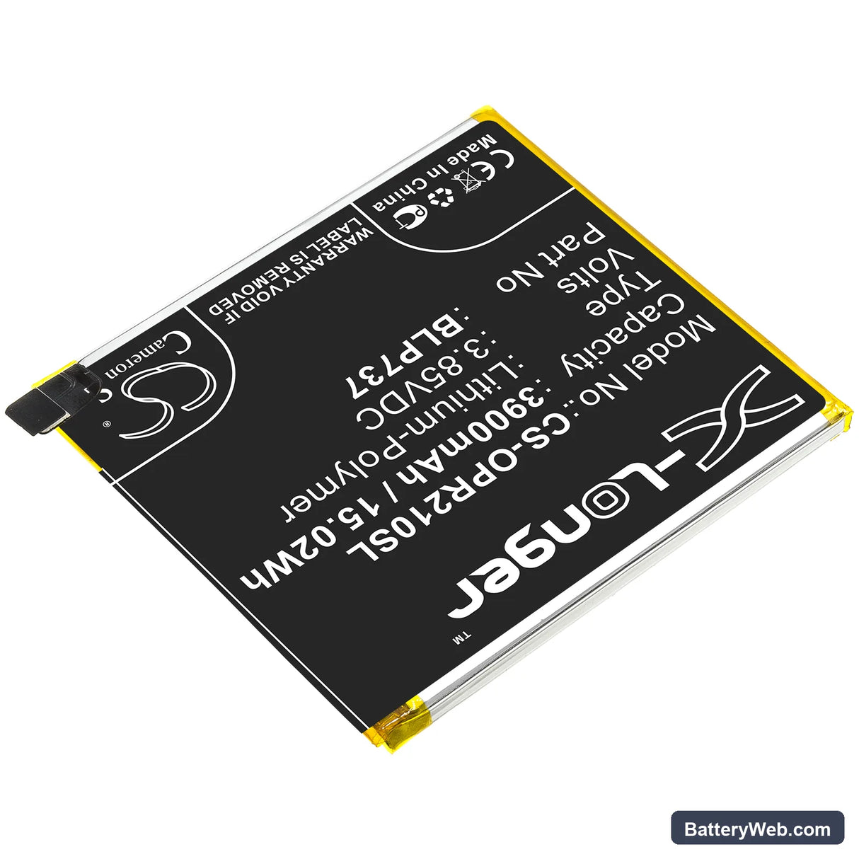 Oppo Reno2 Z Replacement Battery, 3.85V, 3900mAh, Li-Polymer 2