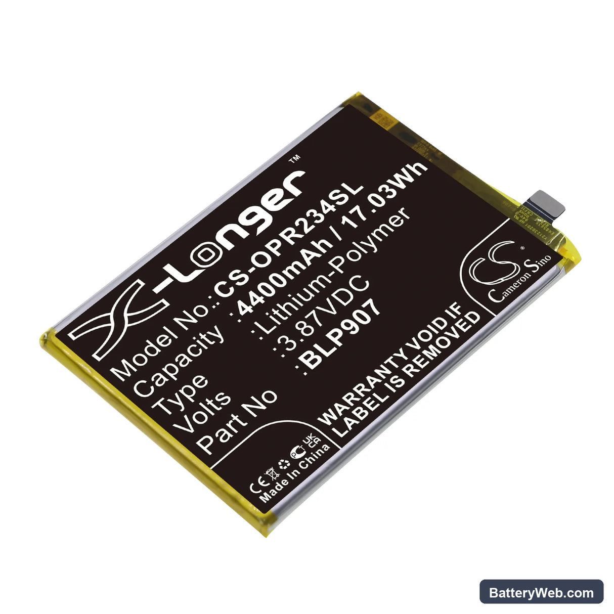 Oppo Reno7 Z 5G Replacement Battery, 3.87V, 4400mAh, Li-Polymer 1