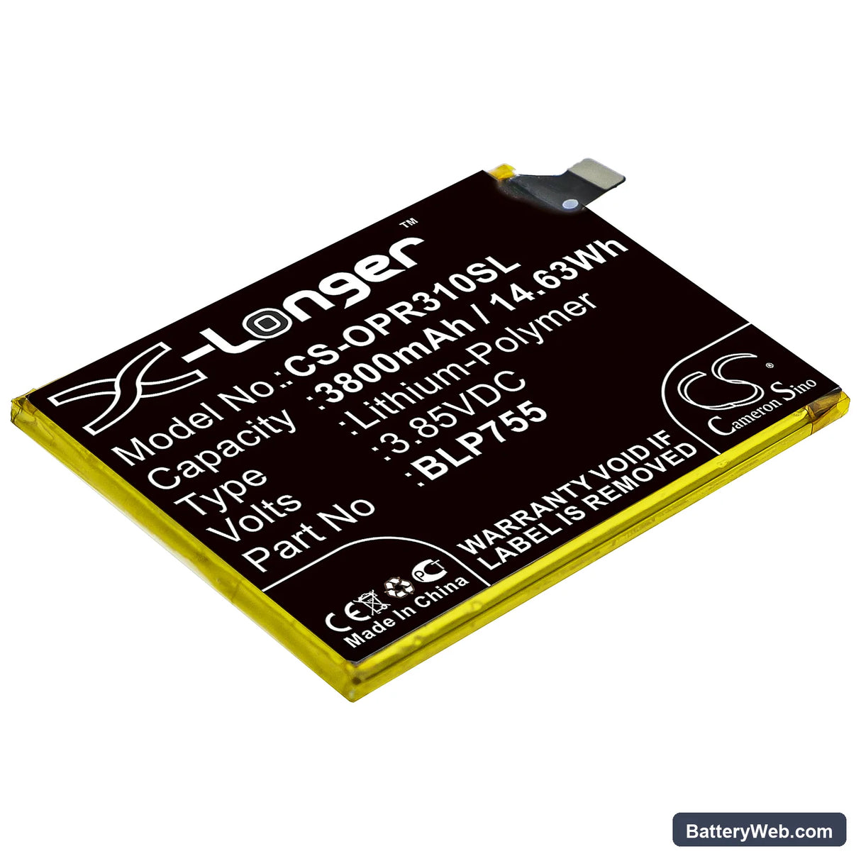 Oppo Reno 3 5G Replacement Battery, 3.85V, 3800mAh, Li-Polymer 1