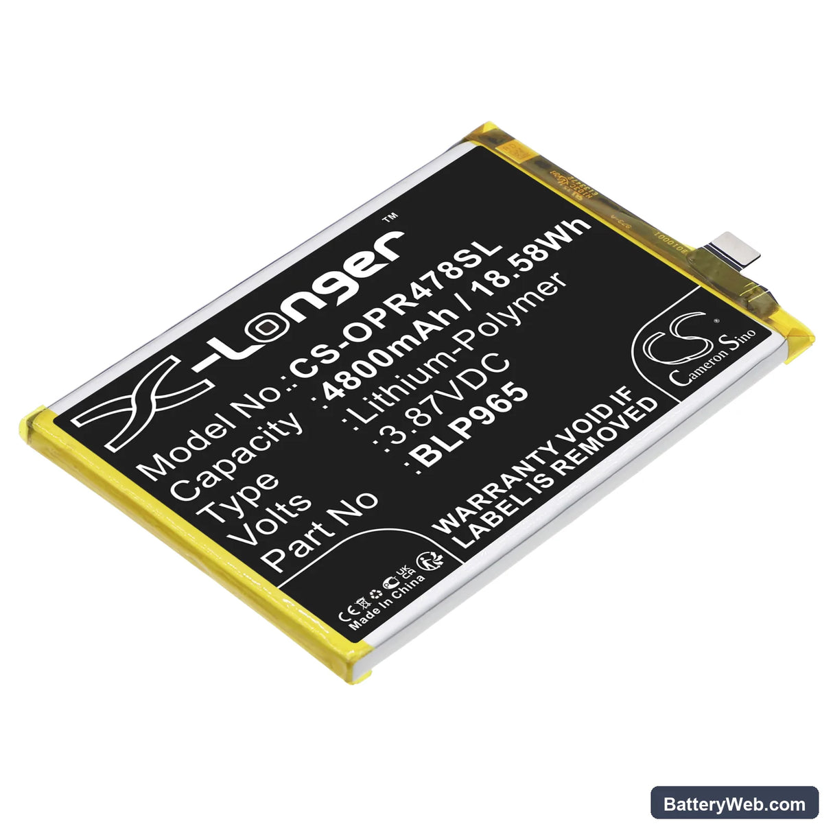 Realme Q5 Replacement Battery, 3.87V, 4800mAh, Li-Polymer 1