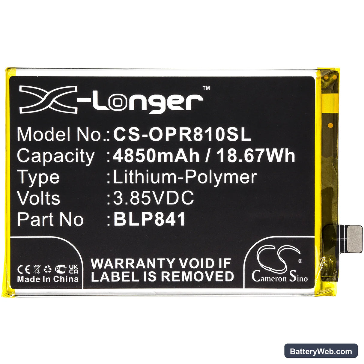 Oppo Realme 8 Replacement Battery, 3.85V, 4850mAh, Li-Polymer 3