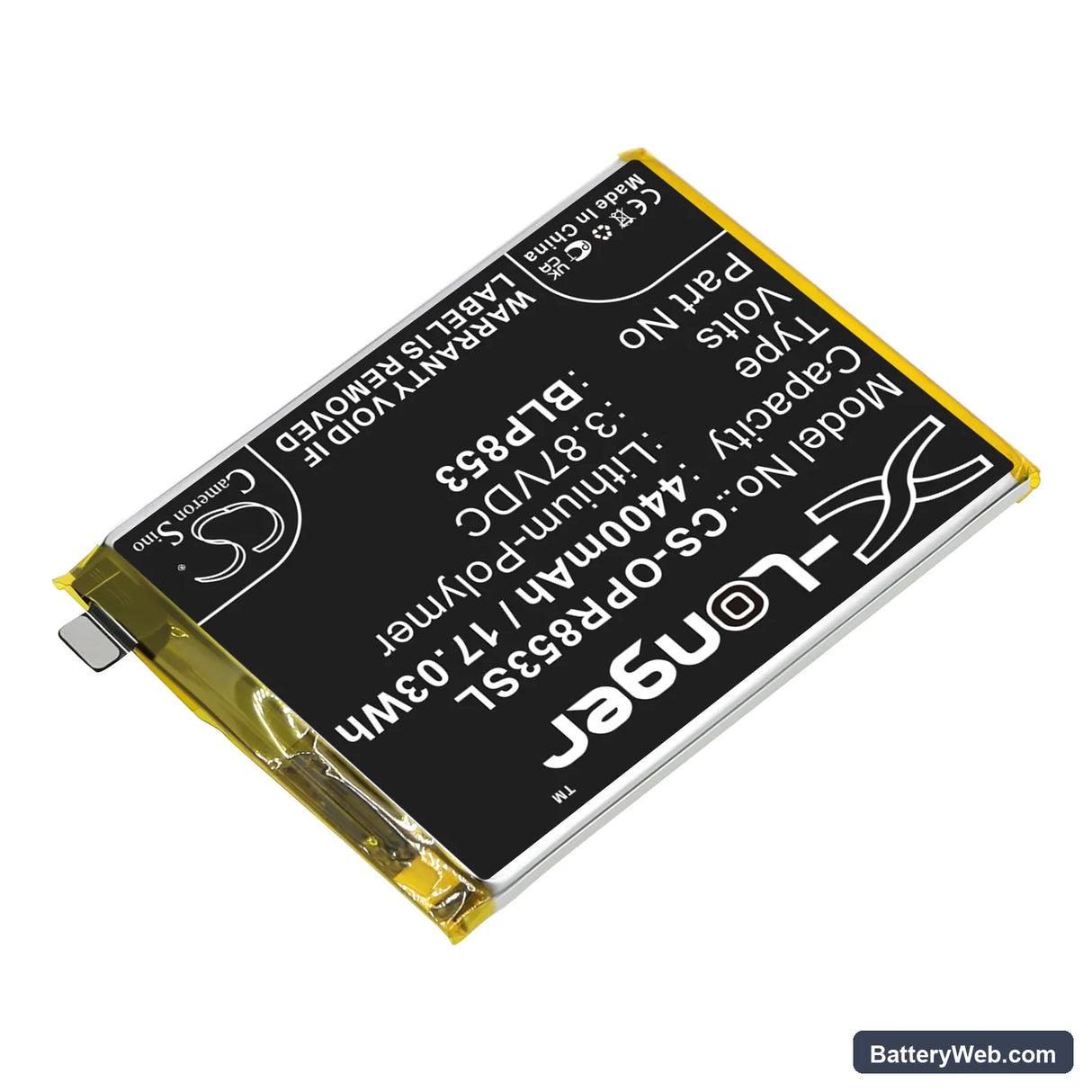 Oppo Reno 4 4G Replacement Battery, 3.87V, 4400mAh, Li-Polymer 2