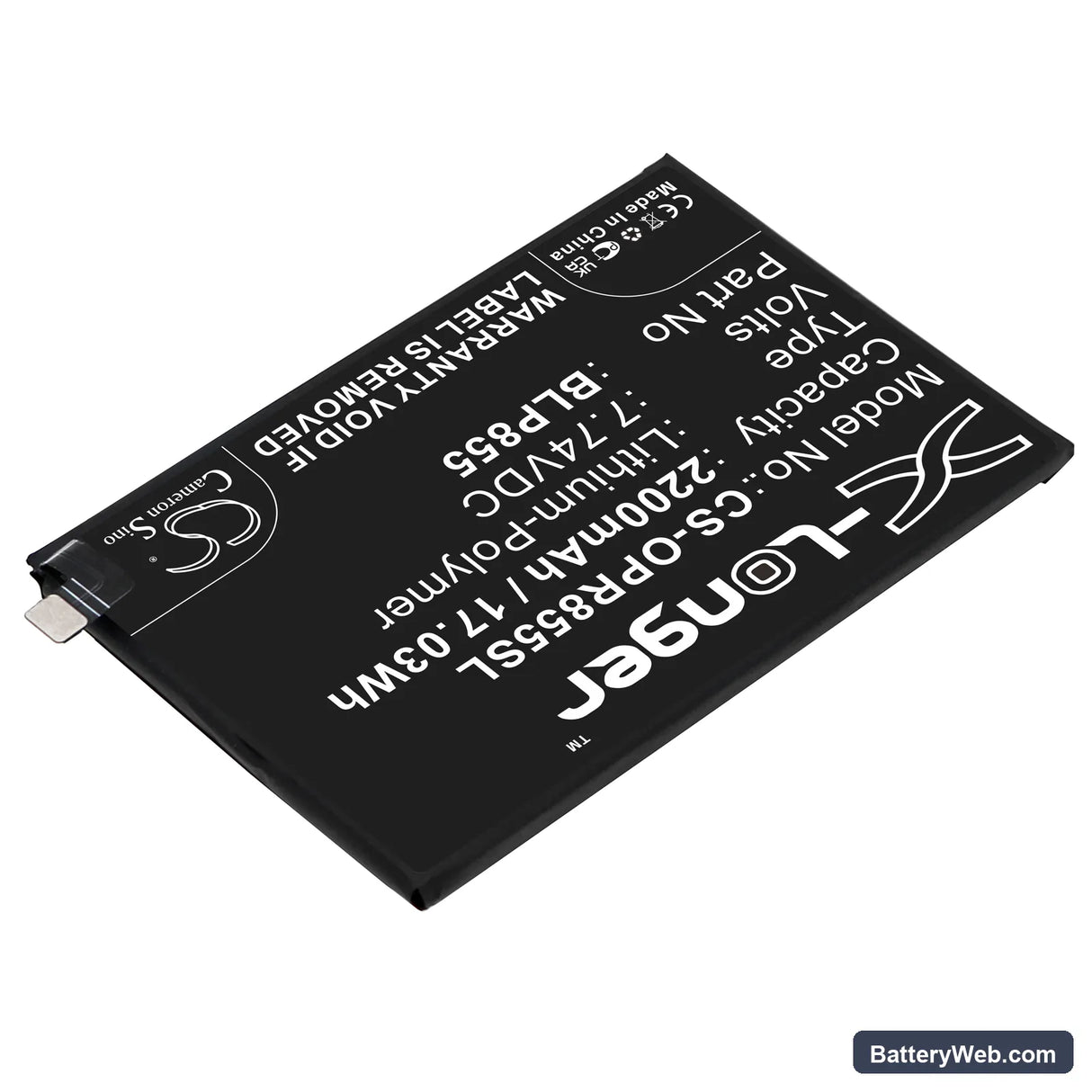 Oppo Reno6 Pro 5G Replacement Battery, 7.74V, 2200mAh, Li-Polymer 2