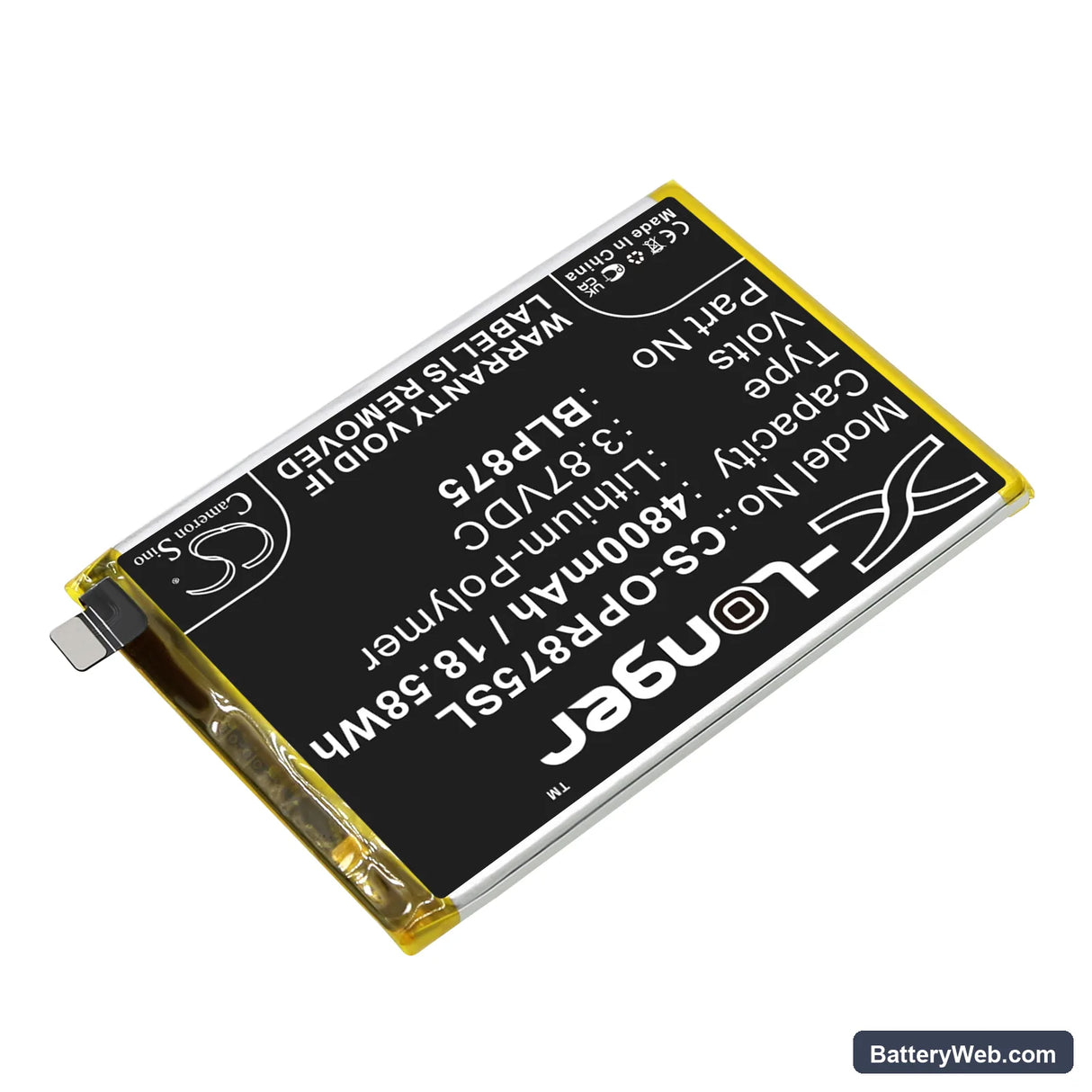 Oppo Realme Q3s Replacement Battery, 3.87V, 4800mAh, Li-Polymer 2
