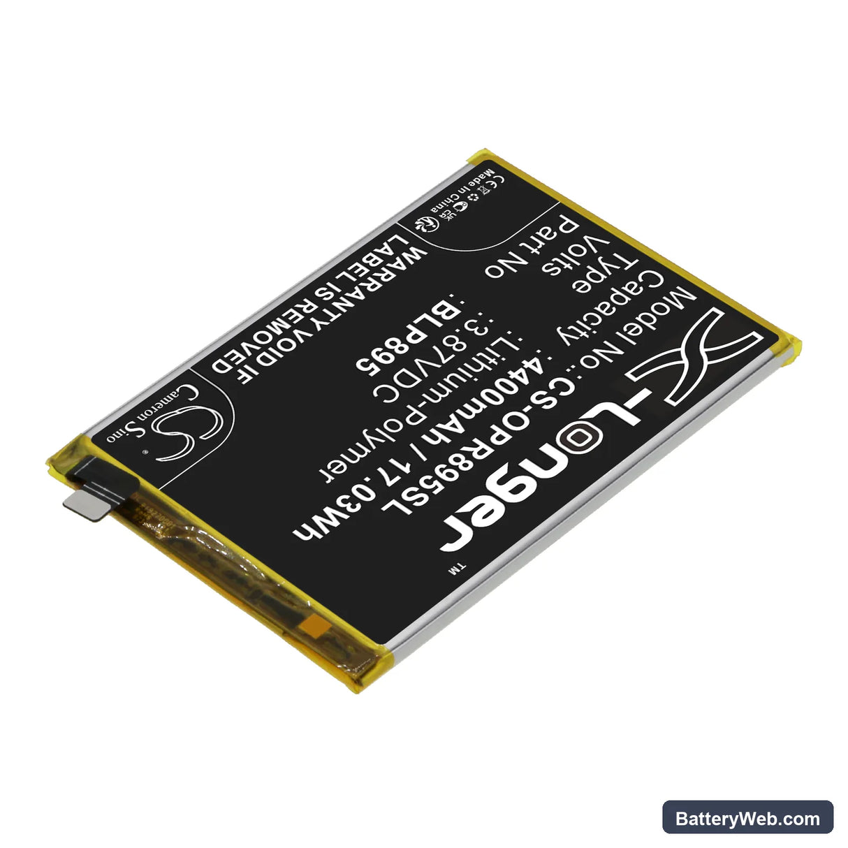 Oppo Reno7 SE 5G Replacement Battery, 3.87V, 4400mAh, Li-Polymer 2