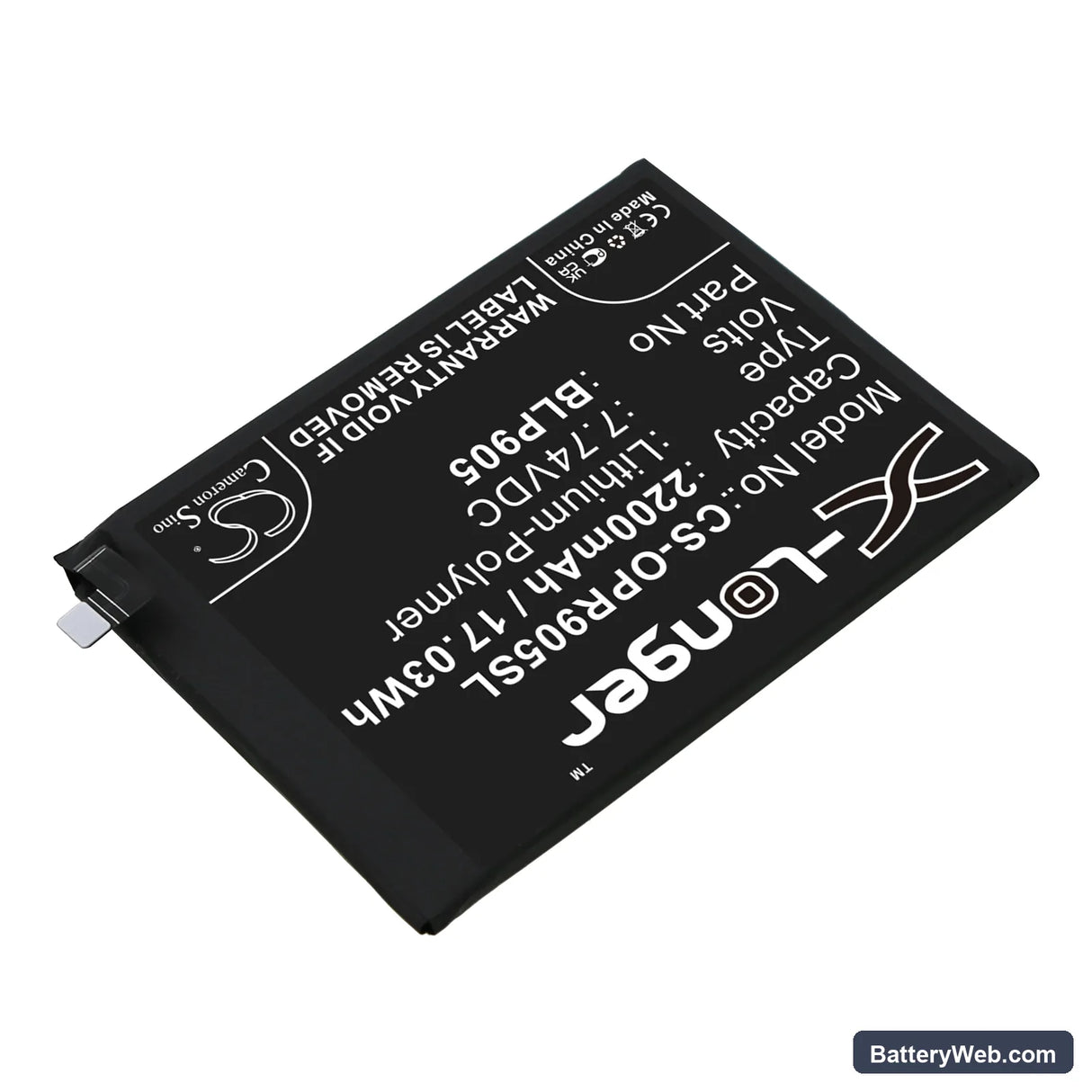 Oppo Reno 7 Pro 5G Replacement Battery, 7.74V, 2200mAh, Li-Polymer 2