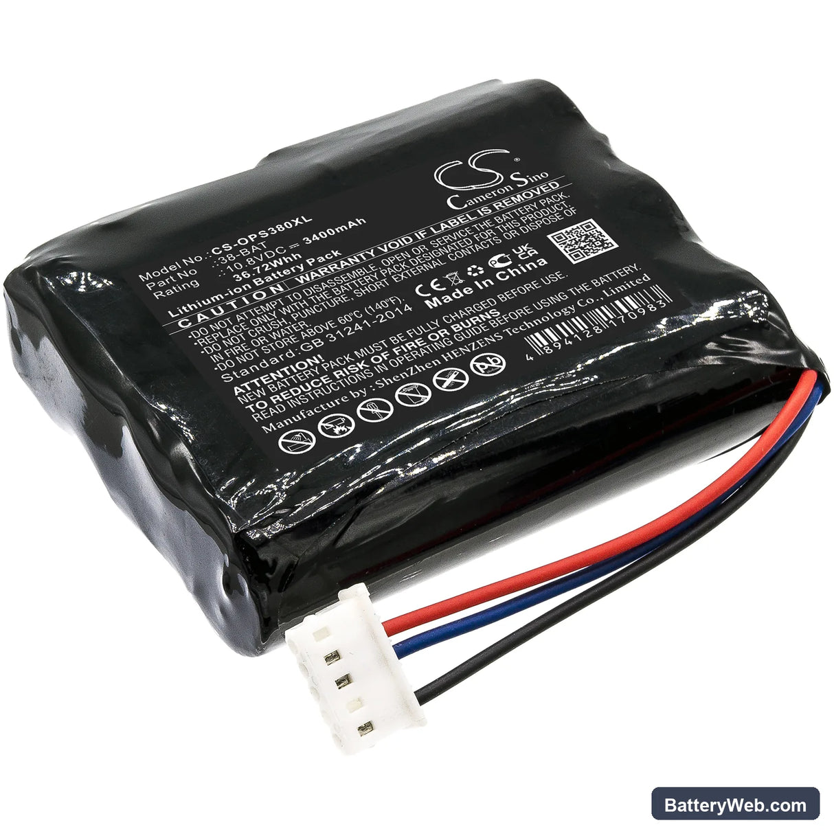 Olympus 38DL Plus Ultrasonic Thickness Gauge Replacement Battery, 10.8V, 3400mAh, Li-ion 1