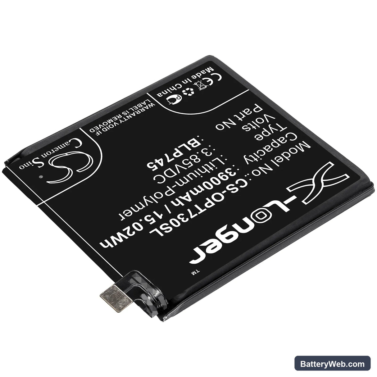 OnePlus 7T Pro Replacement Battery, 3.85V, 3900mAh, Li-Polymer 2