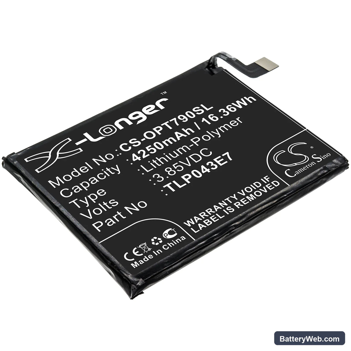 Alcatel T790Y Replacement Battery, 3.85V, 4250mAh, Li-Polymer 1