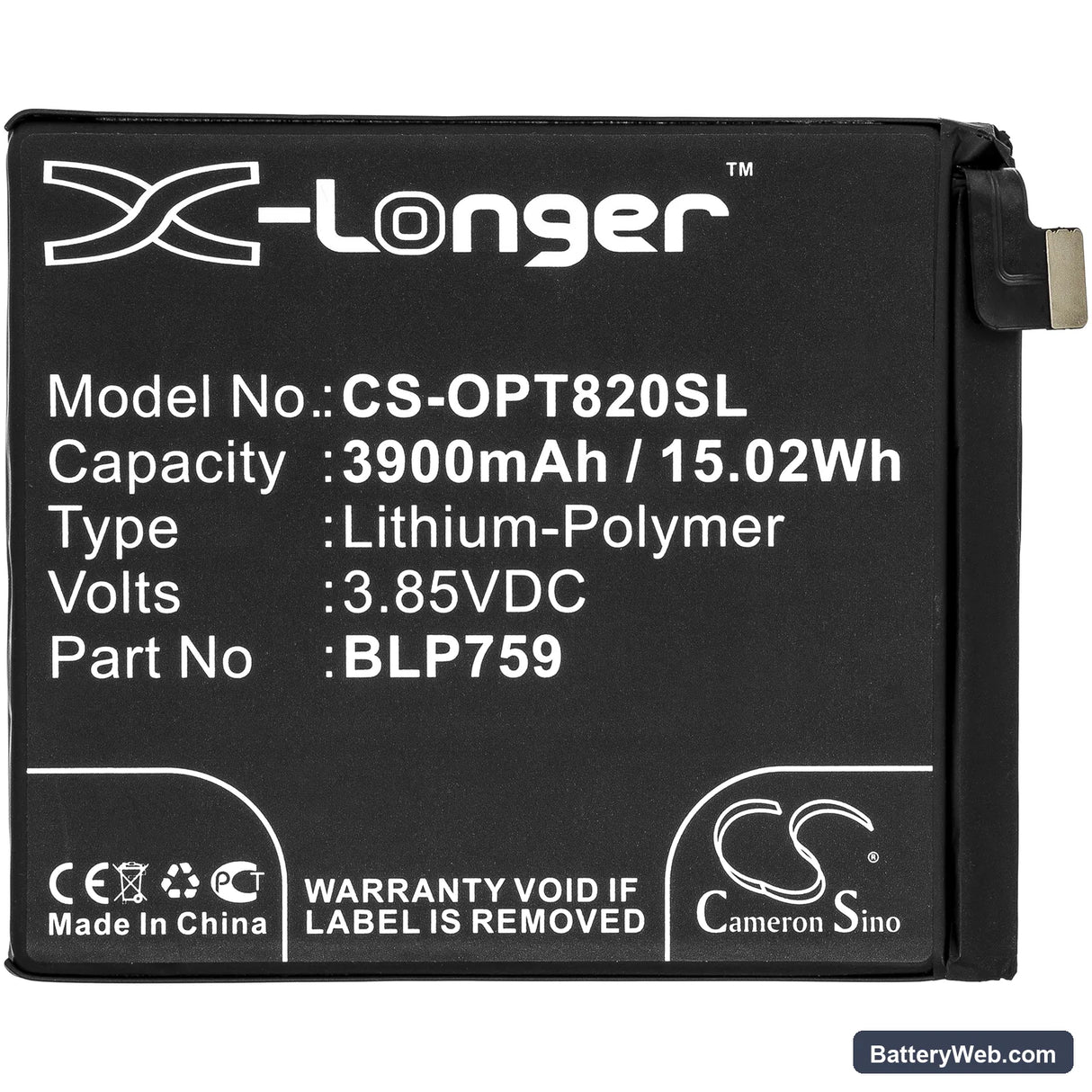 OnePlus 8 Pro Replacement Battery, 3.85V, 3900mAh, Li-Polymer 3