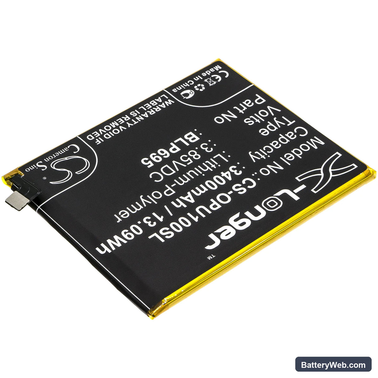 Oppo Realme U1 Replacement Battery, 3.85V, 3400mAh, Li-Polymer 2