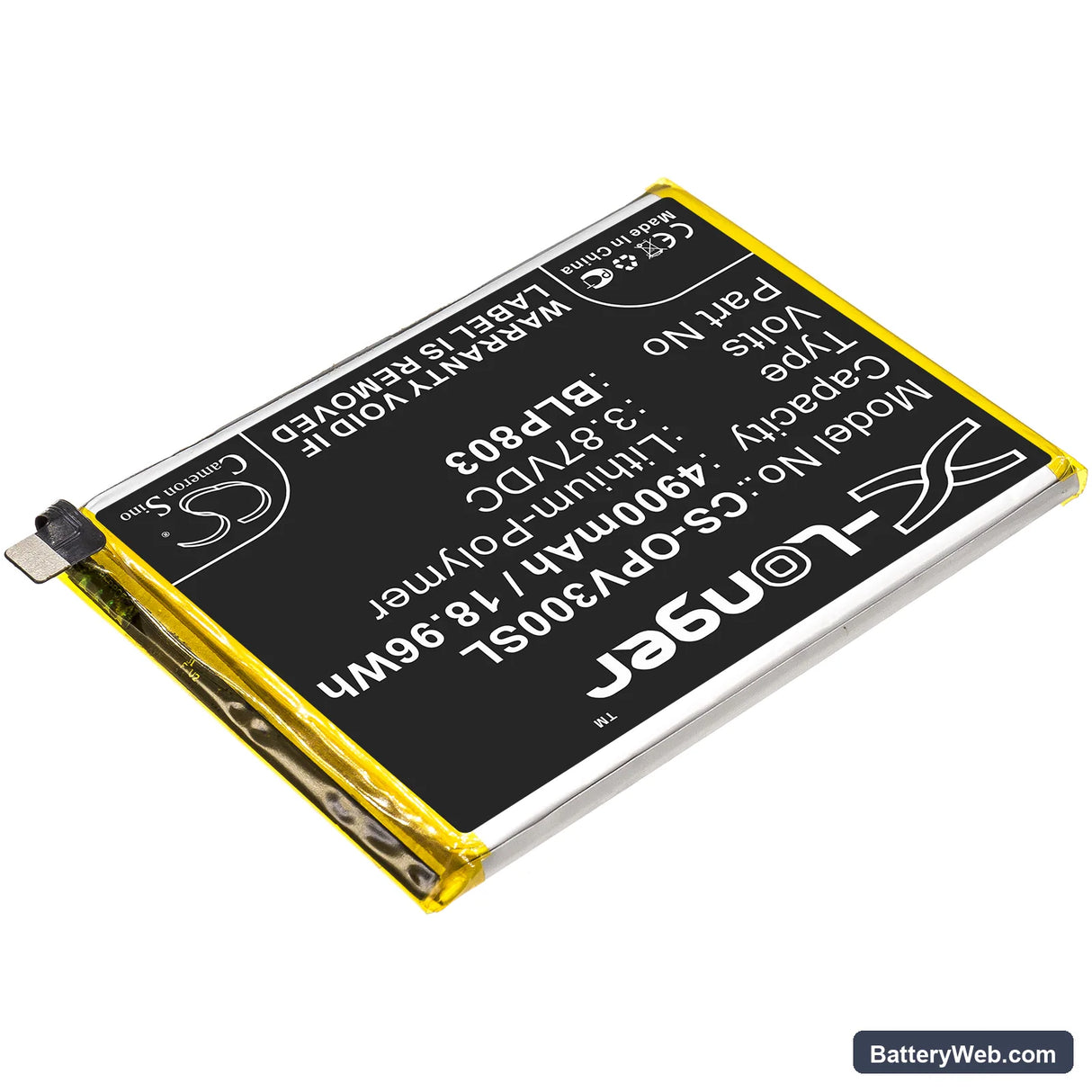 Oppo Realme V3 Replacement Battery, 3.87V, 4900mAh, Li-Polymer 2