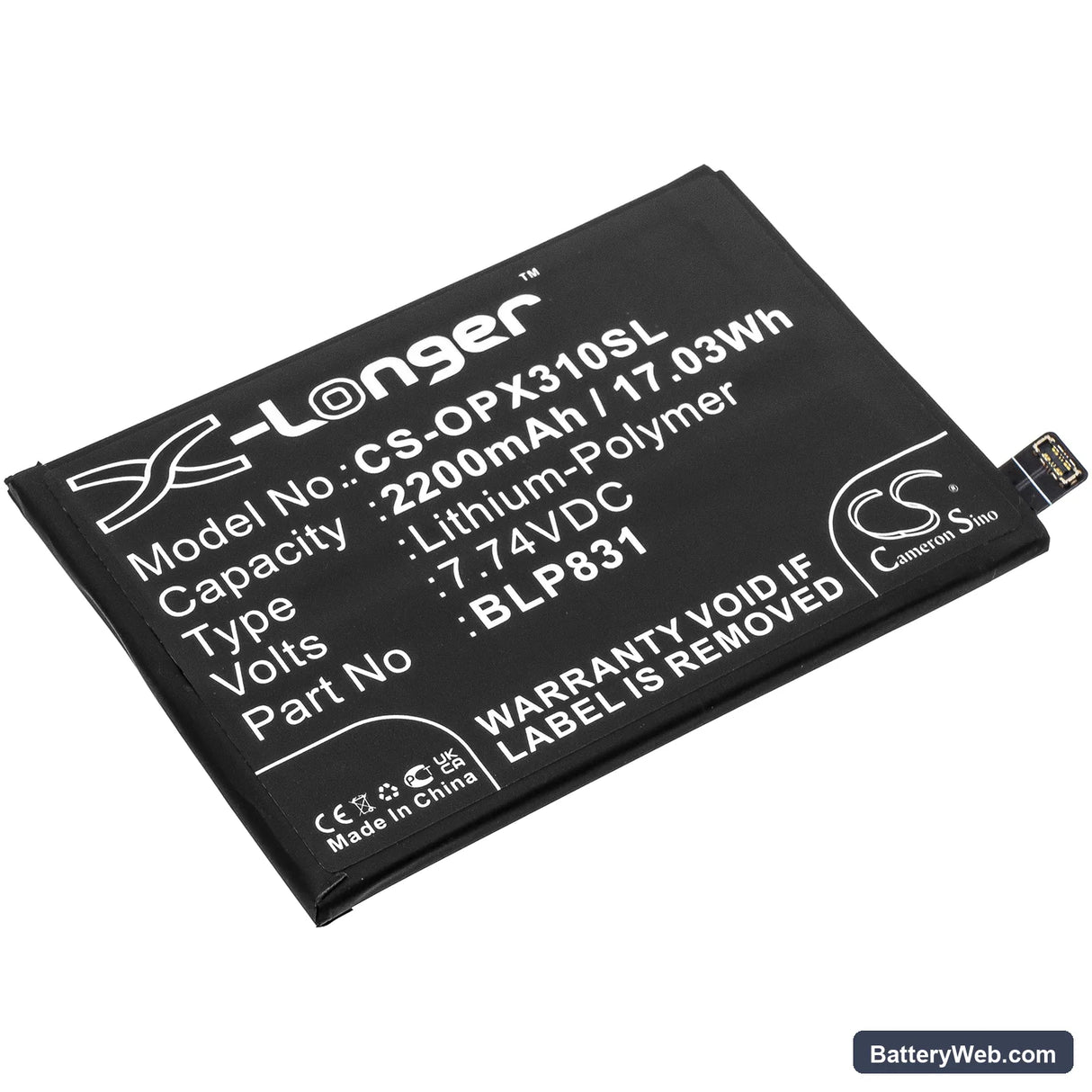 Oppo Find X3 Pro Replacement Battery, 7.74V, 2200mAh, Li-Polymer 1