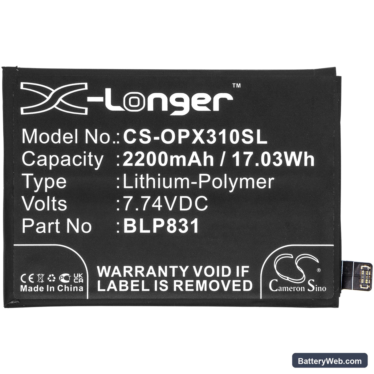 Oppo Find X3 Pro Replacement Battery, 7.74V, 2200mAh, Li-Polymer 3