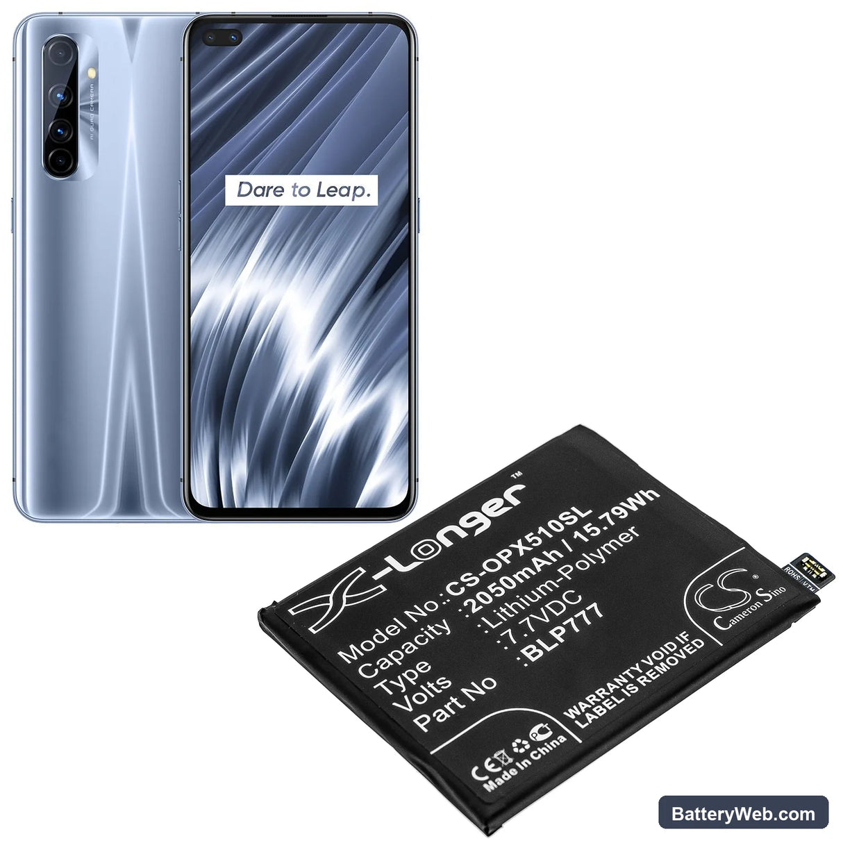 Oppo Realme X50 Pro 5G Replacement Battery, 7.7V, 2050mAh, Li-Polymer 5